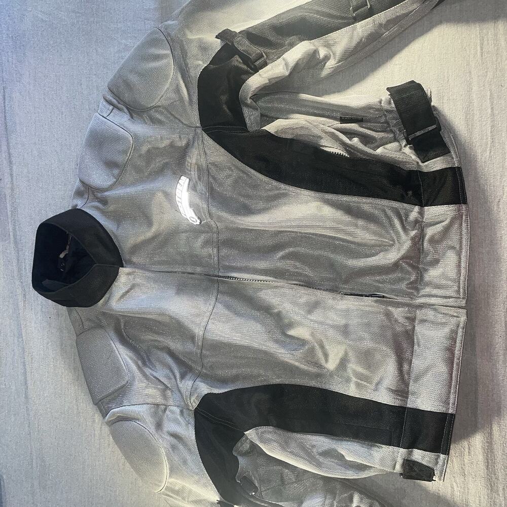 Firstgear Motorcycle Jacket Mens 2XL Gray Black Mesh Armored Riding Jacket